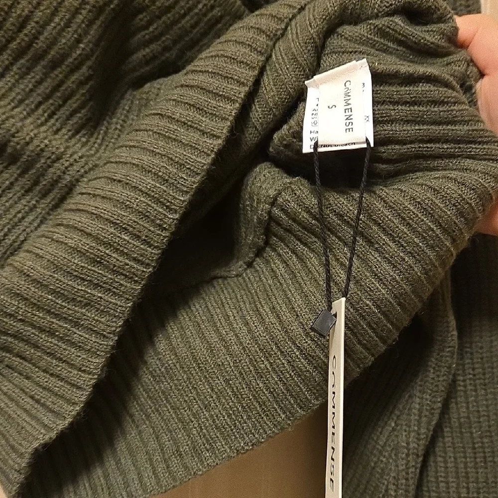 Commense Green two in one Bat Sleeve Halter Knit Sweater - Picture 5 of 5